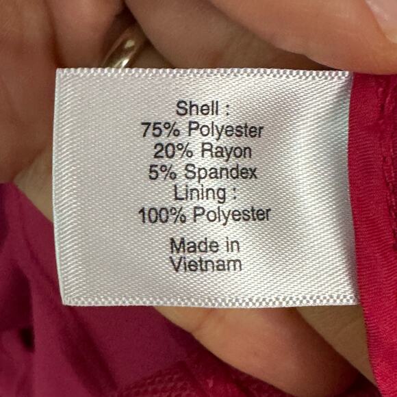 Lane Bryant Blazer 24 Fuchsia Pink Open Front Zip Pockets Mid Length 3/4 Sleeve - Picture 9 of 13